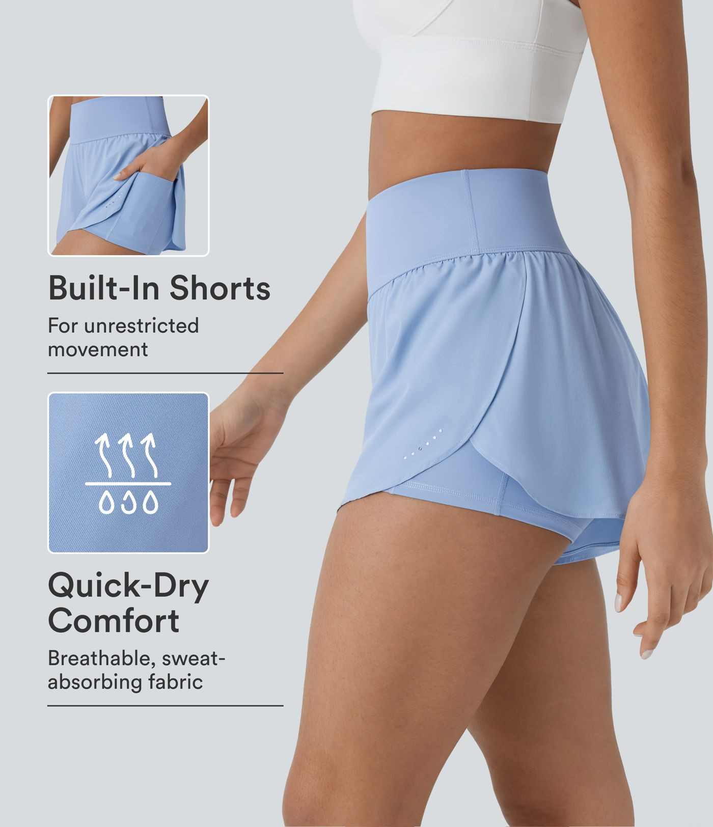 Women\u2019s SoftlyZero\u2122 QuickDry High Waisted Tummy Control Reflective Dots Crossover Hem 2... | HALARA