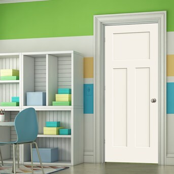 JELD-WEN  Craftsman 3 Panel 24-in x 80-in 3-panel Craftsman Solid Core Primed Molded Composite R... | Lowe's