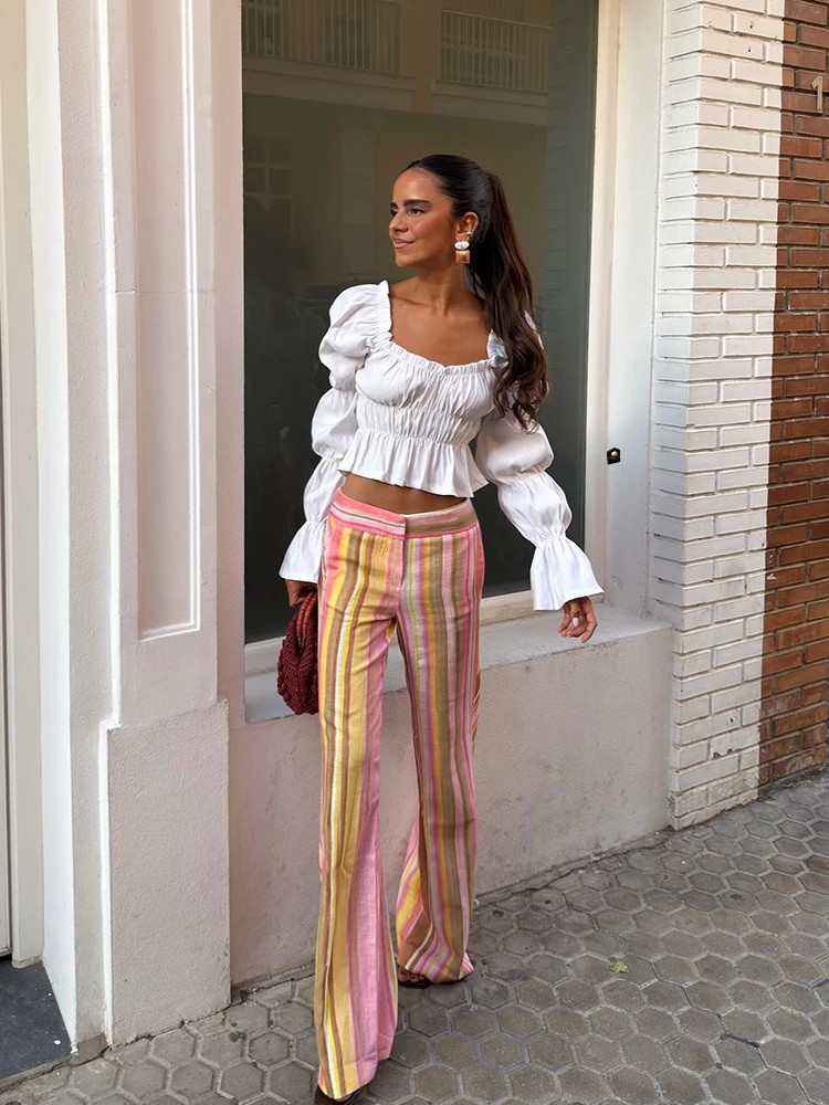 HH Women's Striped Wide Leg Pants High Waist Palazzo Trousers 2026 Summer Casual Loungewear & Dai... | AliExpress (US)