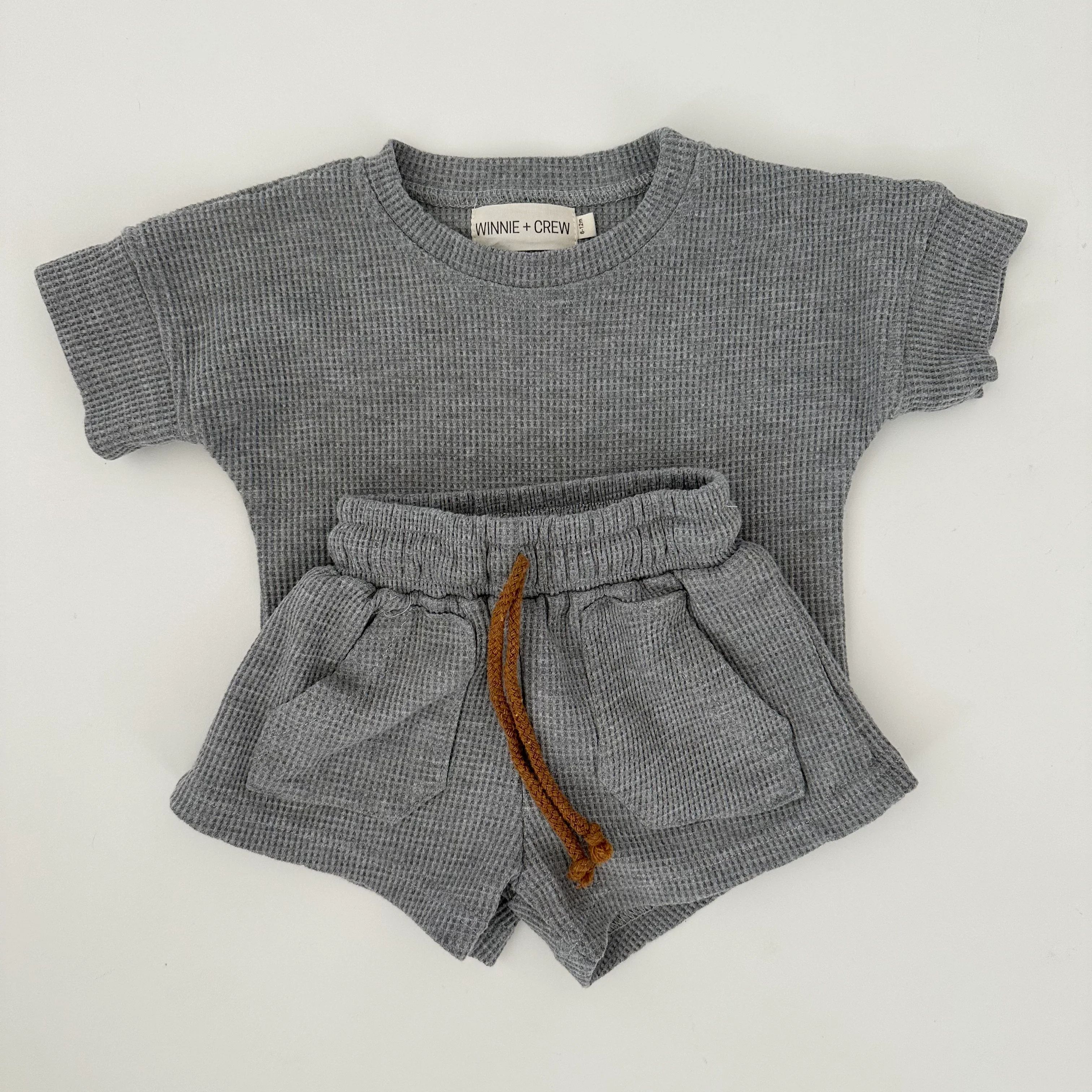 Baby and Toddler Waffle Knit Tee + Shorts Set | Winnie and Crew