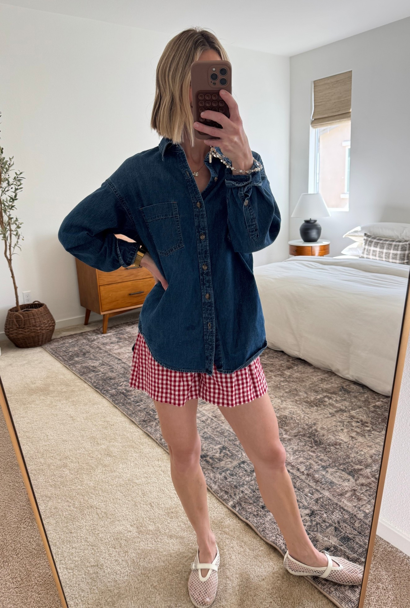 Denim shirt
Oversized denim shirt
Boxer shorts
Gingham shorts
Mesh ballet flats
Amazon
Aritzia
Casual outfit
Casual style


#LTKootd #LTKmomlife