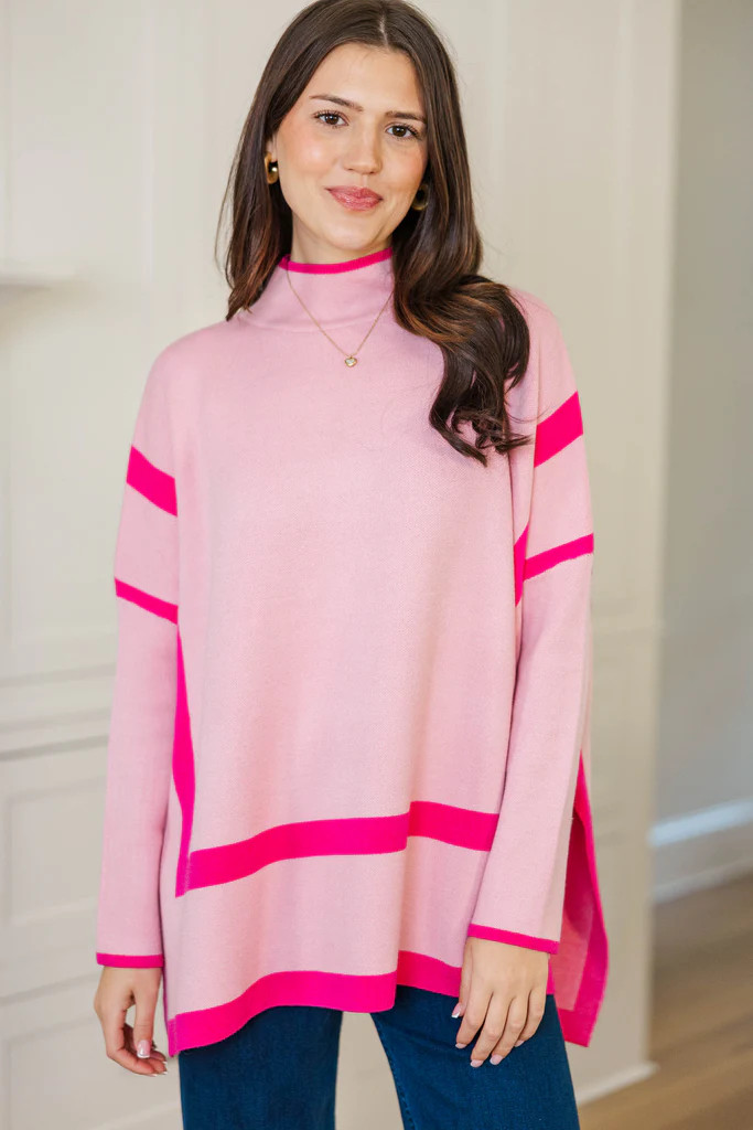 Keep It Cozy Blush Pink Striped Sweater Tunic | The Mint Julep Boutique