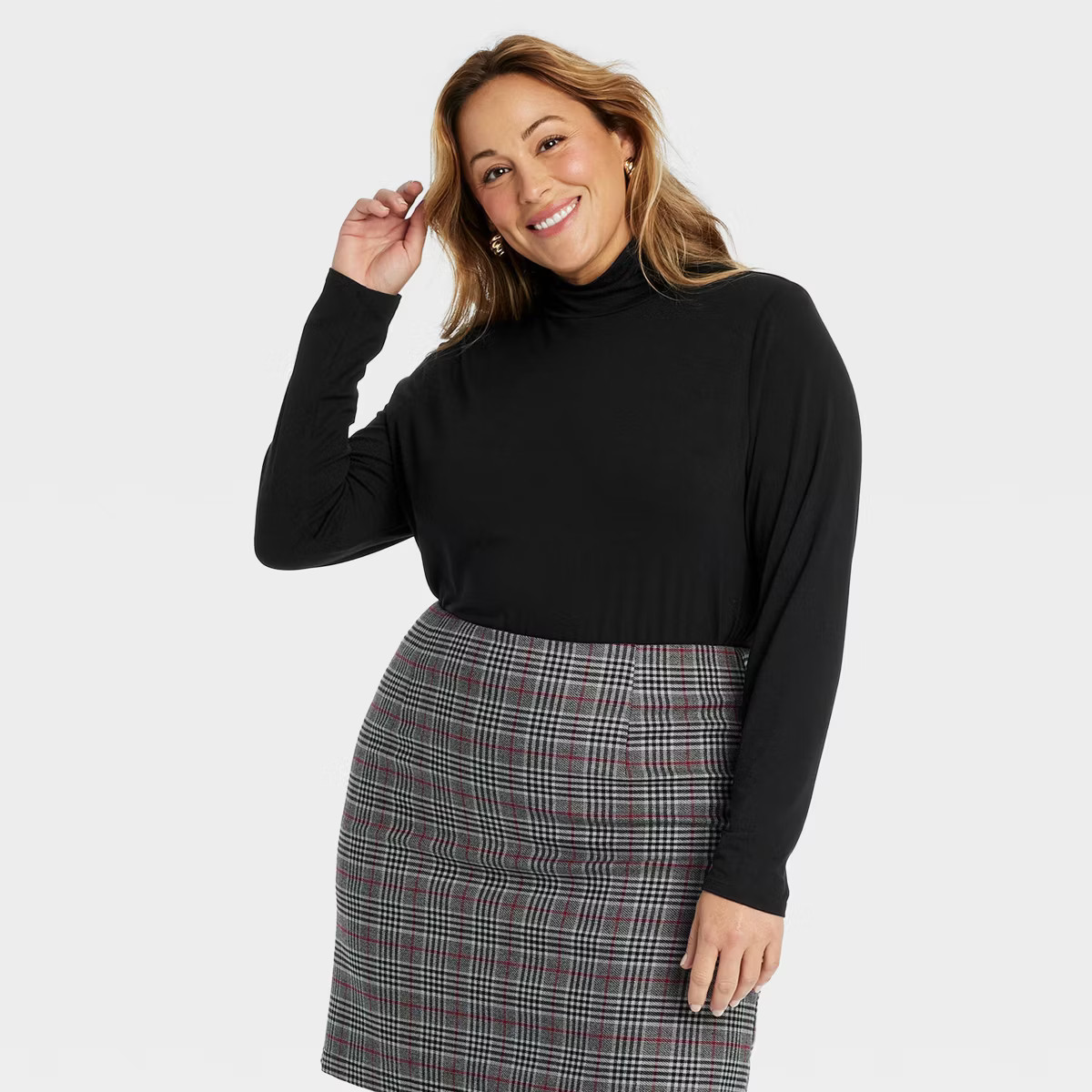 Women's Slim Fit Long Sleeve Turtleneck T-Shirt - Ava & Viv™ Black 2X | Target