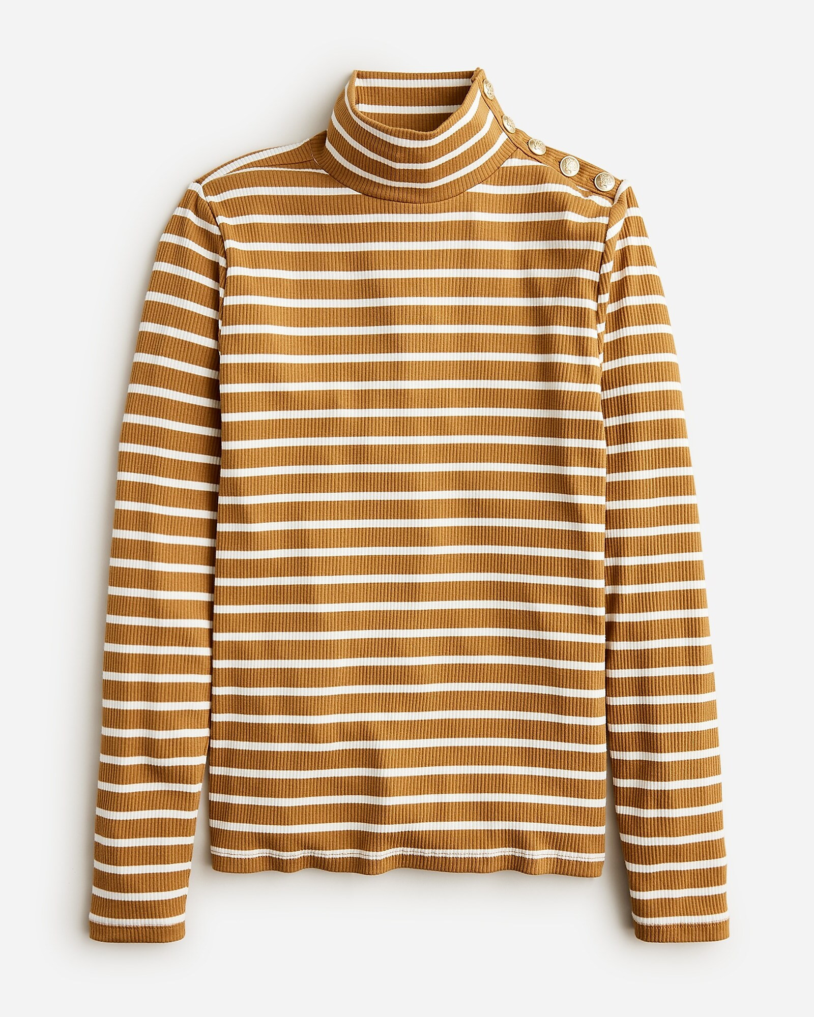 Vintage rib turtleneck with buttons in stripe | J. Crew US