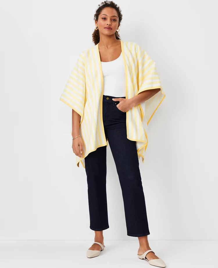 Striped Open Poncho | Ann Taylor (US)