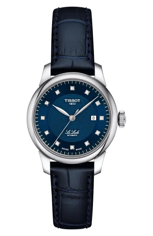Tissot Le Locle Automatic Leather Strap Watch, 29mm in Blue at Nordstrom | Nordstrom