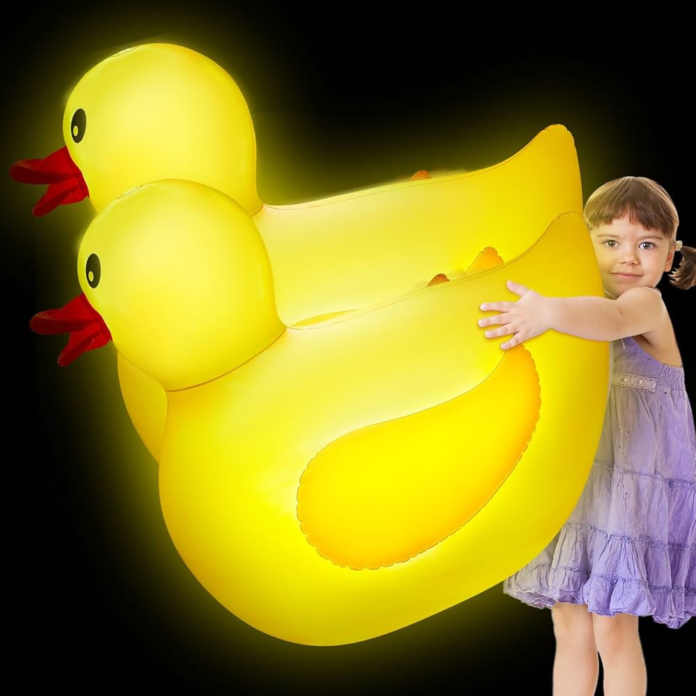 Hungdao 2 Pack 4 Feet Inflatable Duck Pool Float with LED Lights Giant Inflatable Floaties Glow i... | Amazon (US)