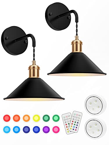 Battery Operated Wall Sconce, Wireless Wall Lights Set of 2, 13 RGB Colors Dimmable Battery Power... | Amazon (US)