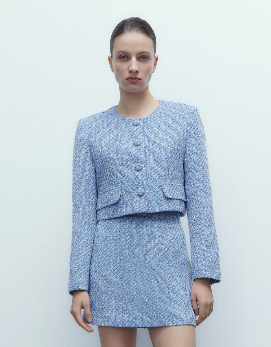 Cropped Tweed Jacket | Urban Revivo