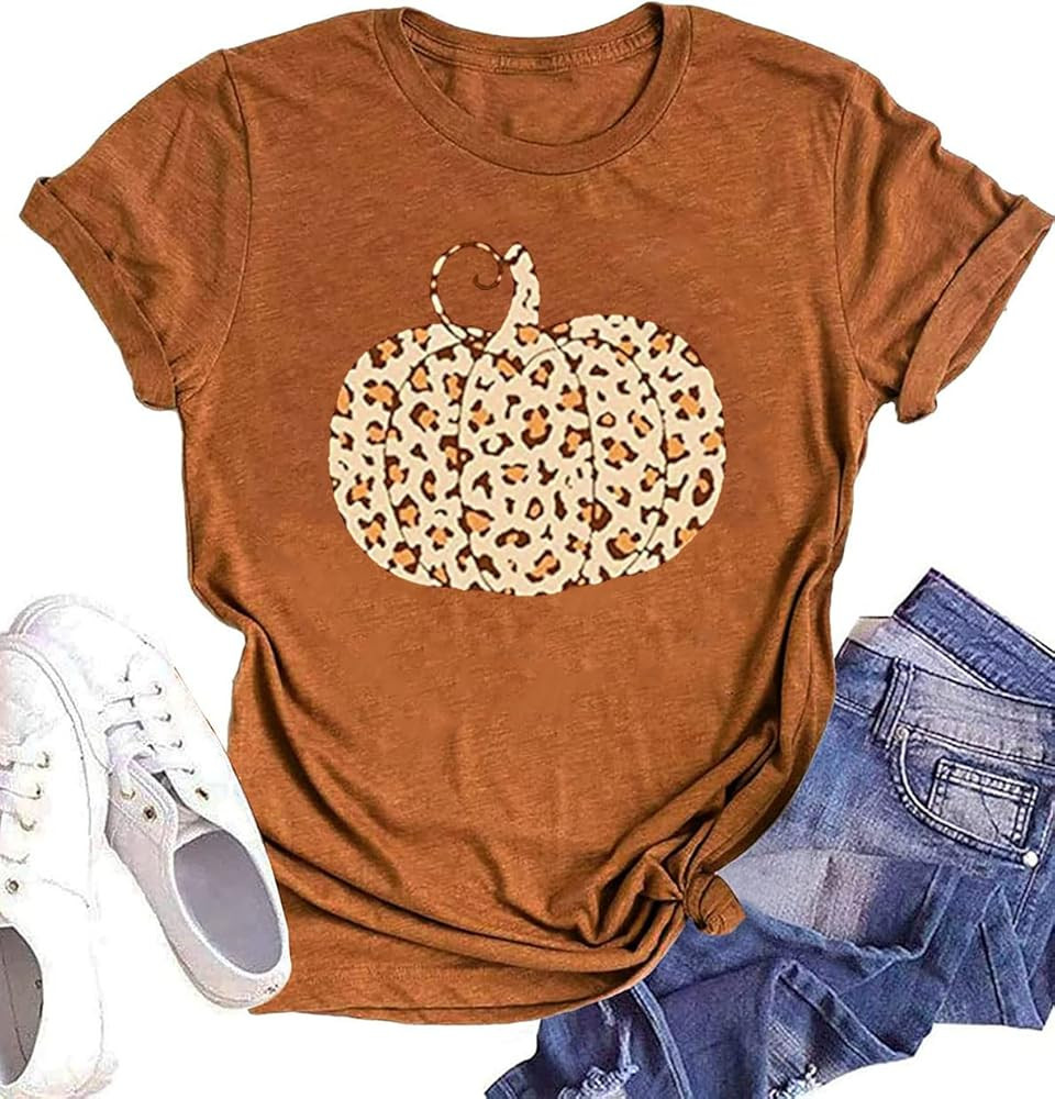 Fall Shirts for Women Halloween Pumpkin Graphic Tees Thanksgiving Family Turkey Tops Cute Autumn ... | Amazon (US)