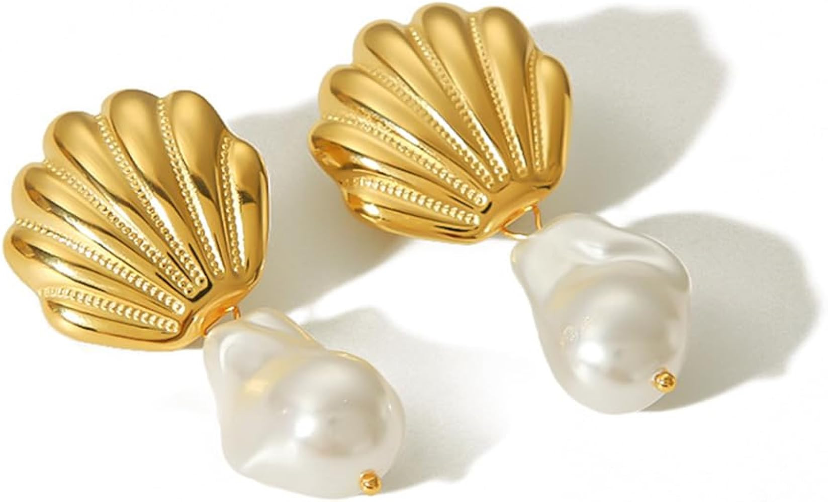 Gold Shell Drop Earrings for Women Seashell Dangle Earrings Ocean Beach Earrings Summer Jewelry G... | Amazon (US)