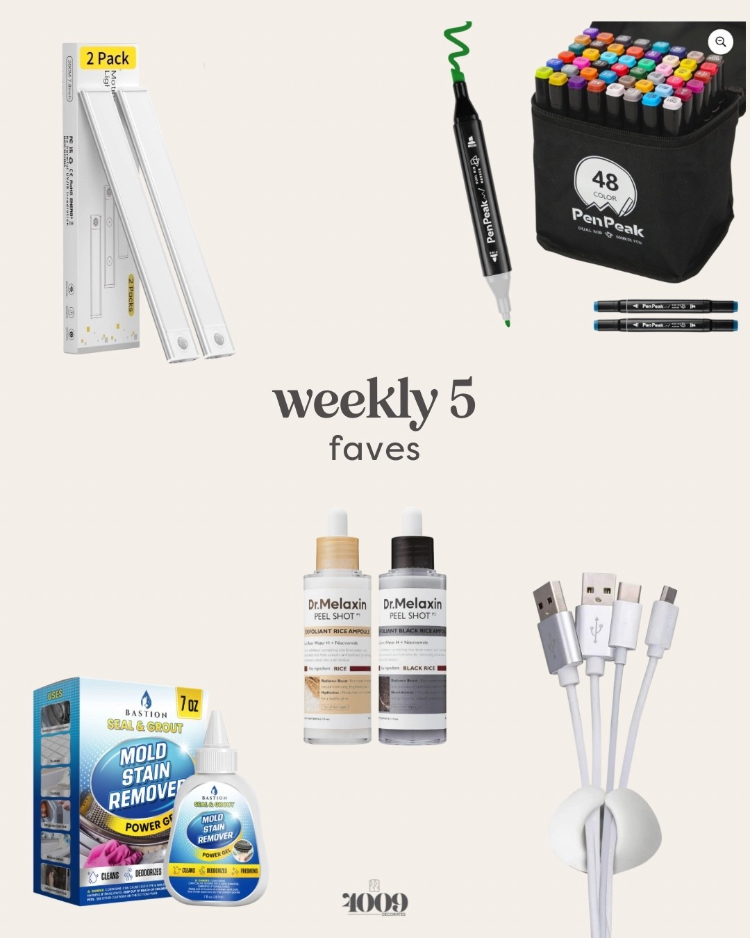 5 home finds that are best sellers and top things in our home that are sanity savers. 
Under cabinet lights. Markers. Face rice peel. Mold remover. Cord keeper  

#LTKBeauty #LTKHome #LTKFindsUnder50
