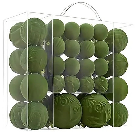 Ke1Clo 46PCS Velvet Shatterproof Christmas Ball Ornaments, Flocked Ornaments Christmas Tree Decorations, Green Christmas Balls Ornaments Sets for Xmas Tree Holiday Party Decor | Walmart (US)