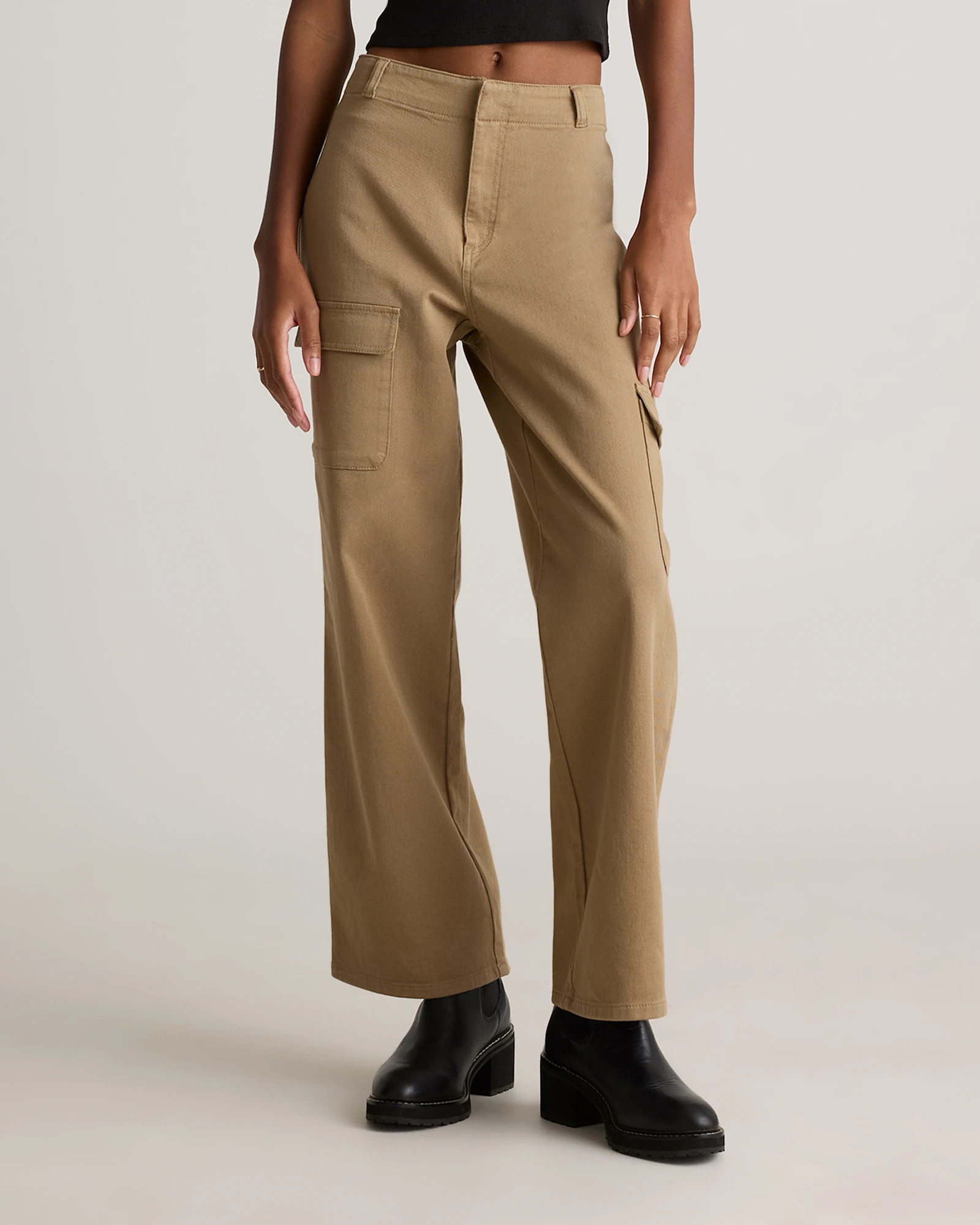 Organic Stretch Cotton Twill Cargo Pants in Light Khaki | Quince