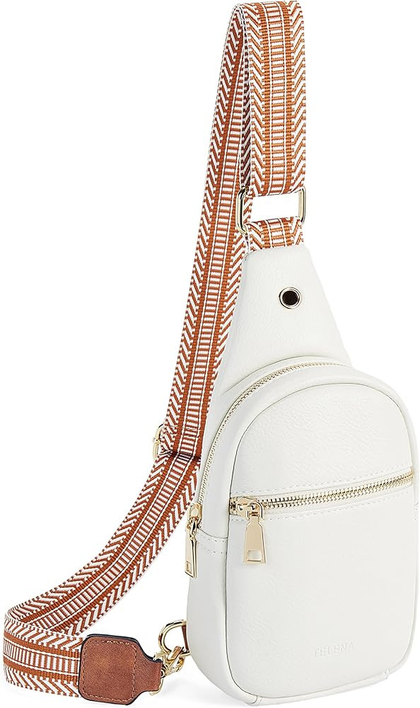 Amazon.com: Telena Sling Bag for Women Vegan Leather Small Fanny Pack Crossbody Chest Bag Beige B... | Amazon (US)