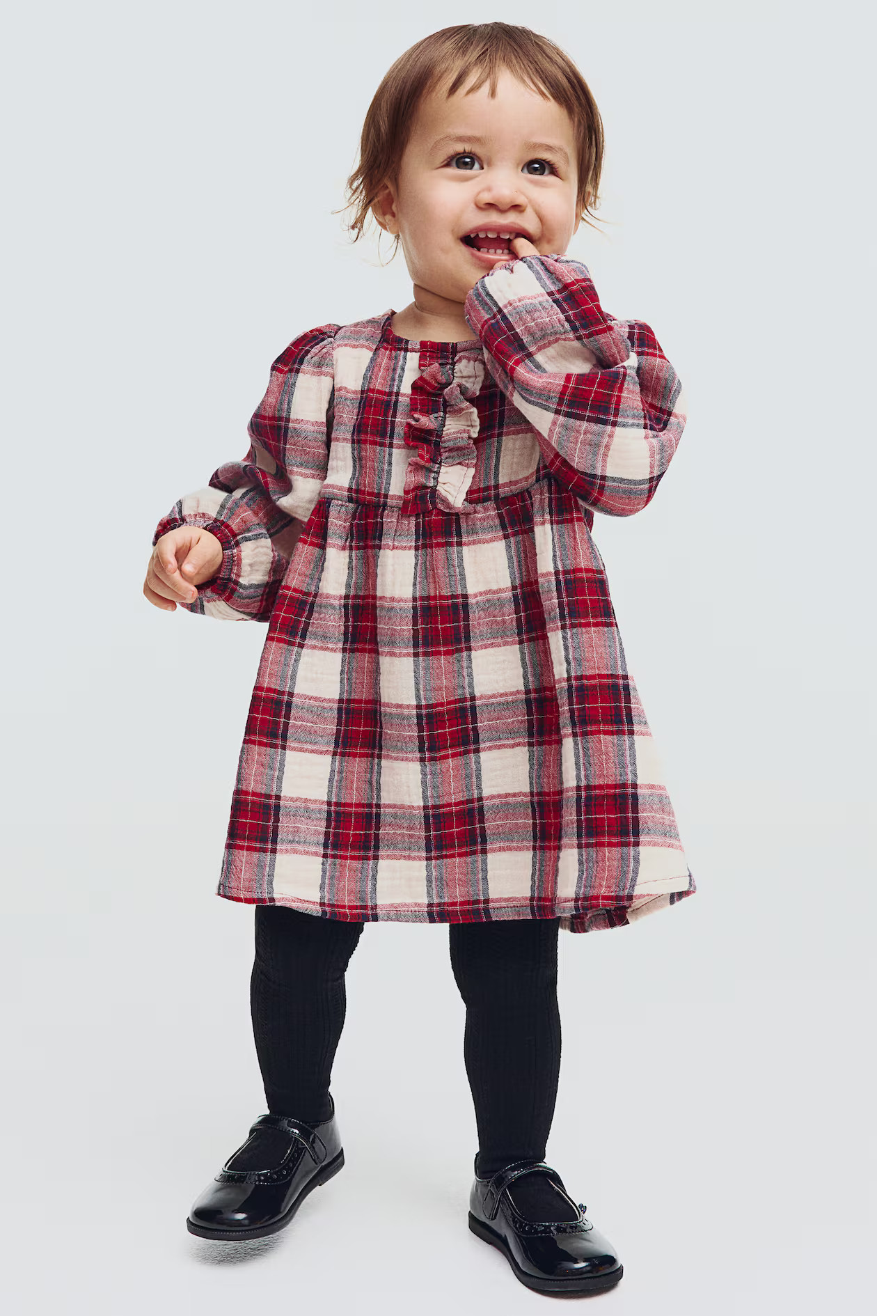 Cotton Muslin Dress - Dark red/plaid - Kids | H&M US | H&M (US + CA)
