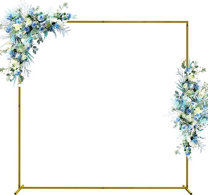 Wedding Arch Backdrop Stand, 6.6x6.6 FT Gold Wedding Arches for Ceremony Square Metal Balloon Arc... | Amazon (US)