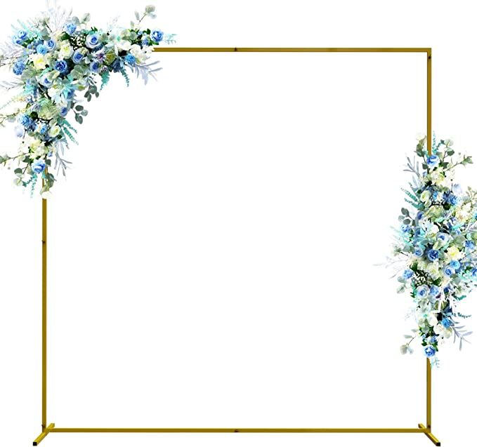 Wedding Arch Backdrop Stand, 6.6x6.6 FT Gold Wedding Arches for Ceremony Square Metal Balloon Arc... | Amazon (US)