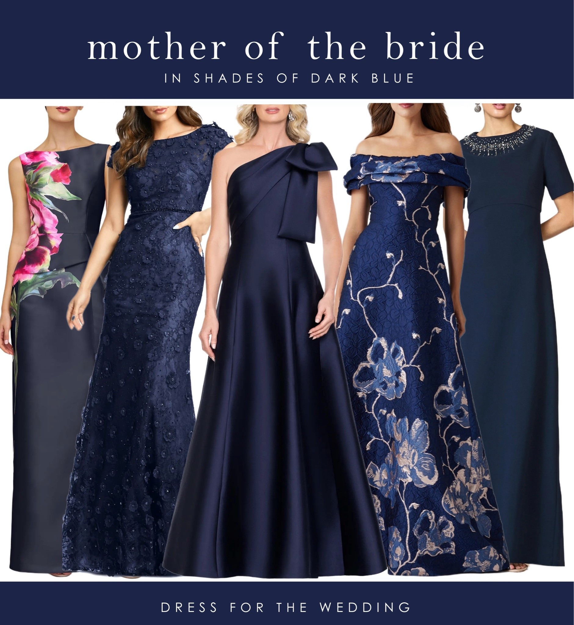 Dark blue, midnight and navy blue mother of the bride dresses. Formal dark blue gowns for the mother of the bride and mother of the groom. What to wear to a wedding over 50, 60. Fashion over 40. Evening gown for a wedding. Black tie wedding attire.

#LTKWedding #LTKOver40 #LTKmomlife