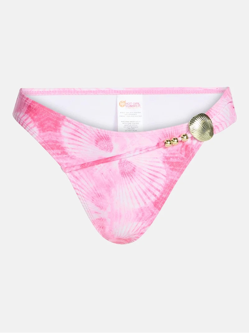 Hot Girl Summer by Megan Thee Stallion Shell Bikini Bottoms with High Leg, Sizes XS-3X | Walmart (US)