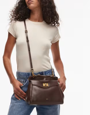 JW PEI Lucia classic top handle bag with crossbody strap  in dark brown | ASOS | ASOS (Global)