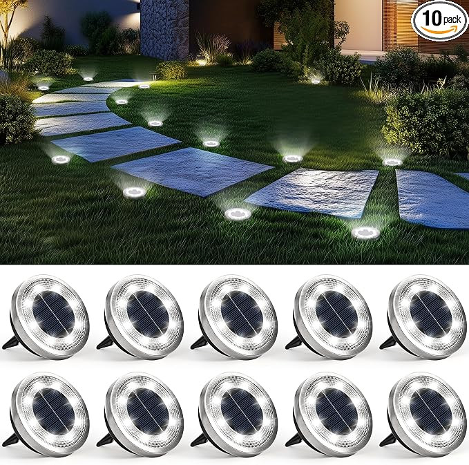 SOLPEX 10 Pack Solar Ground Lights Outdoor Waterproof, Solar Powered Pathway Lights, Landscape Li... | Amazon (US)