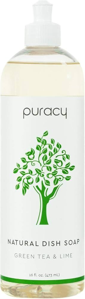 Puracy Natural Dish Soap, Green Tea & Lime, Sulfate-Free Liquid Dishwashing Detergent, 16 Ounce | Amazon (US)