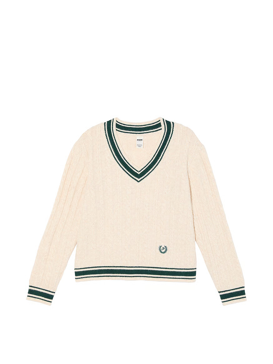 Collegiate Cable-Knit V-Neck Sweater | Victoria's Secret (US / CA )