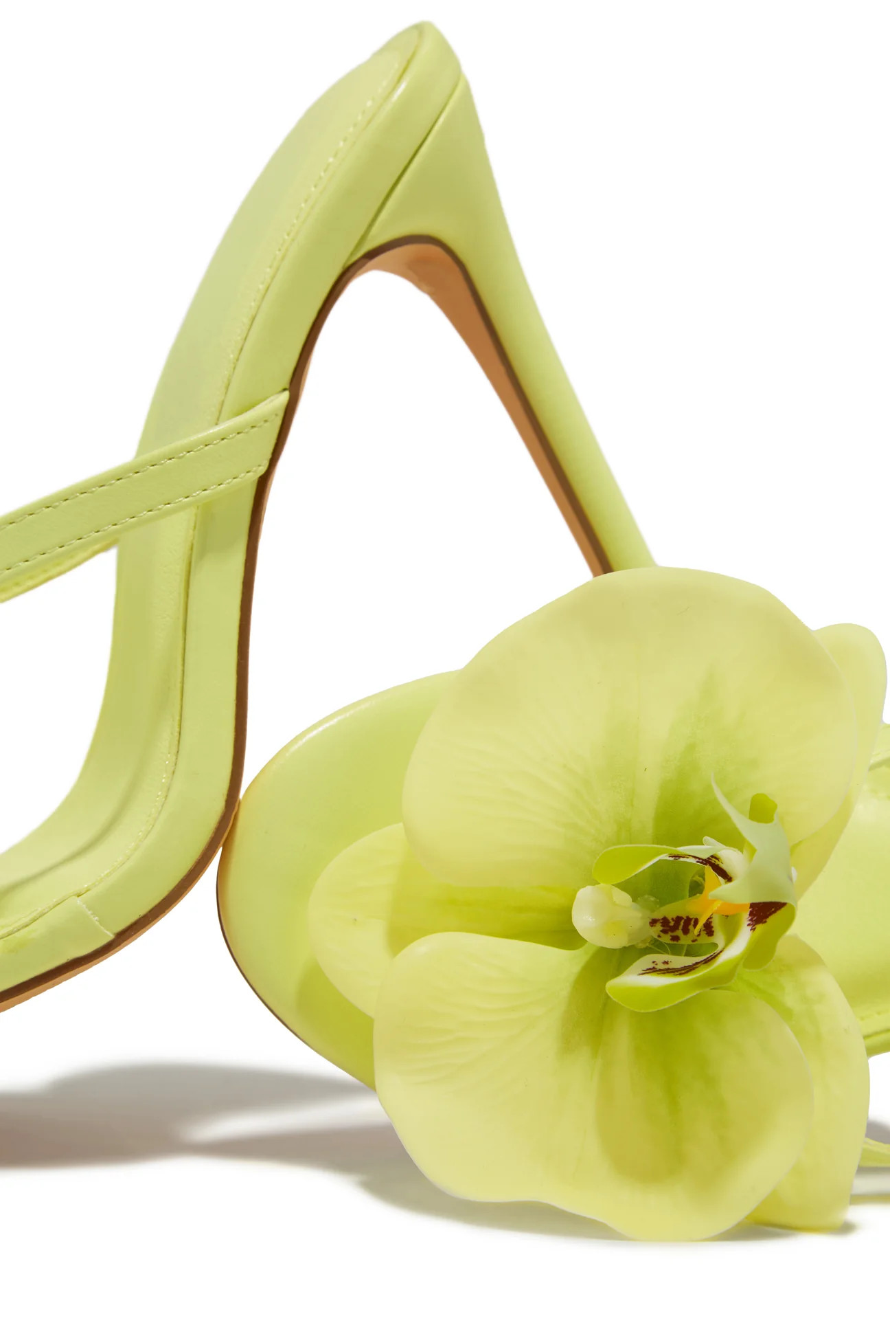 Miss Lola | Inara Rosette High Heel Mules Yellow | MISS LOLA