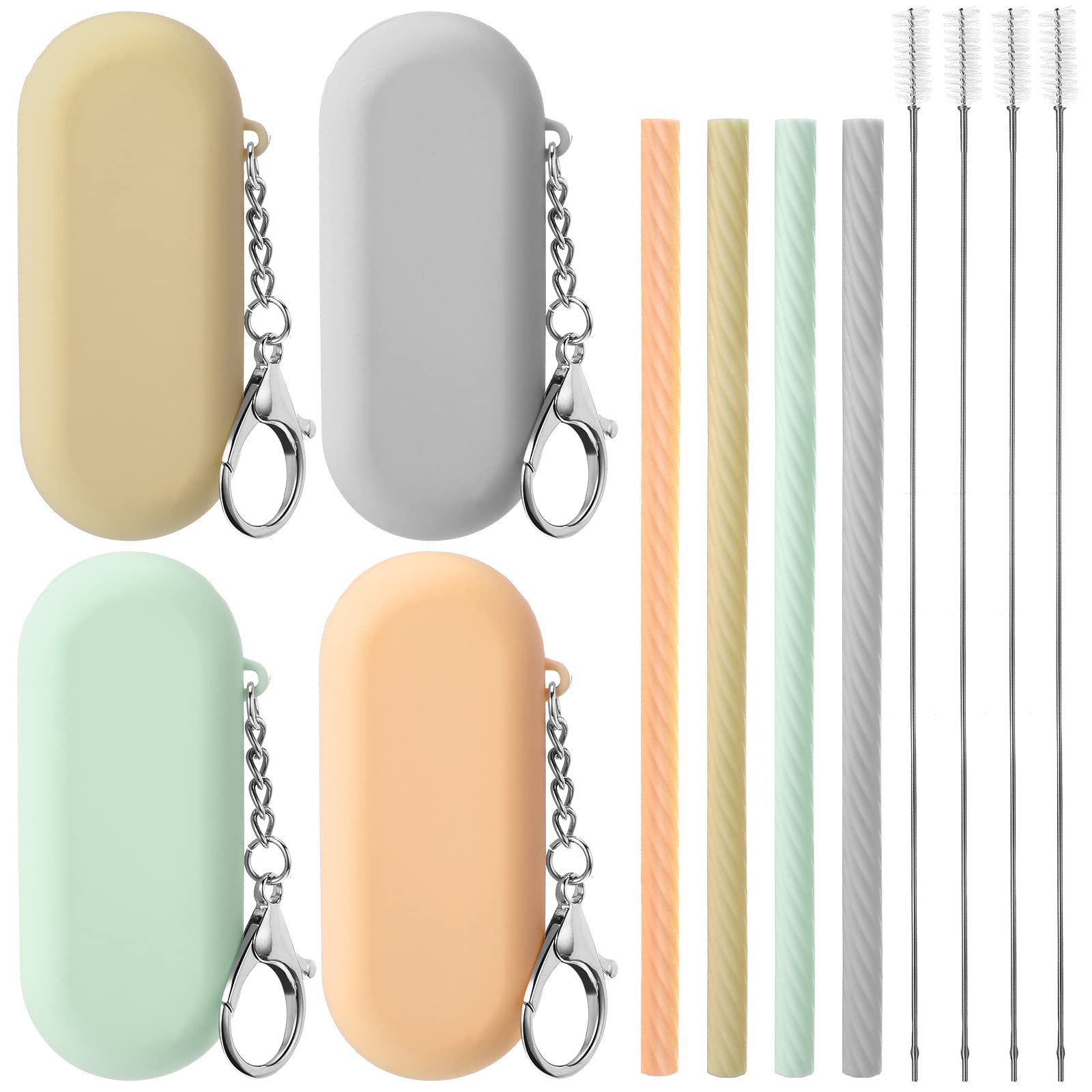 Meanplan 4 Sets Reusable Straws, Cruise Ship Essentials, Silicone Straws with Case, Reusable Trav... | Amazon (US)