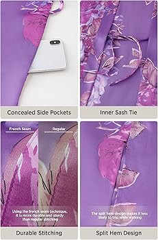 BABEYOND Women's Kimono Robe Long Satin Silky Floral Lightweight Bridesmaid Wedding Bachelorette ... | Amazon (US)