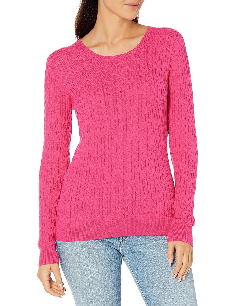 Amazon Essentials Women's Lightweight Long-Sleeve Cable Crewneck Sweater (Available in Plus Size) | Amazon (US)