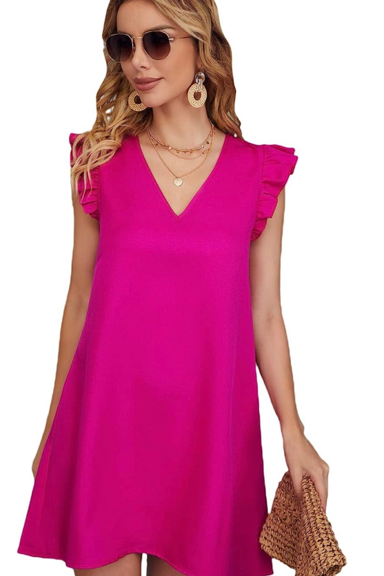 $33 - pink ruffle sleeve dress, 10+ colors, XS- L 

#rush #LTKunder50 #amazon #amazonfinds #barbie #pinkdress #amazonprime 

#LTKunder50 #LTKSeasonal #LTKU