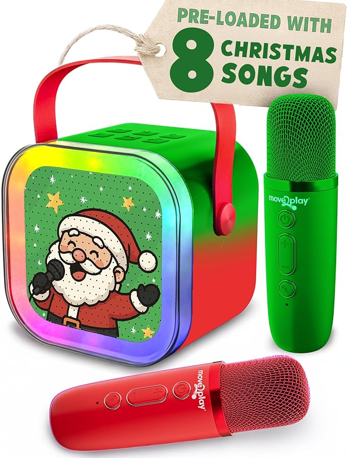 Move2Play, Mini Karaoke Machine for Kids | Built-in 8 Christmas Songs | Bluetooth Speaker with Mi... | Amazon (US)