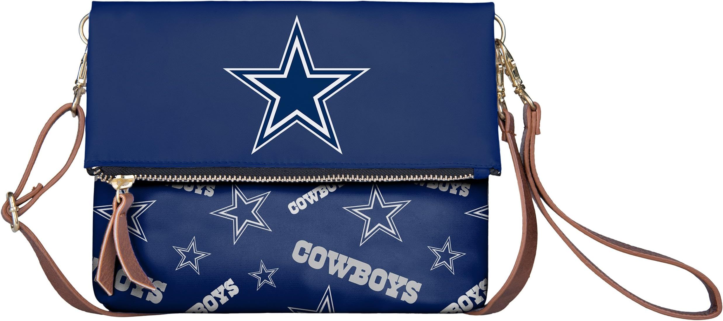 NFL Team Logo Printed Collection Foldover Purse Handbag Bag Tote | Amazon (US)