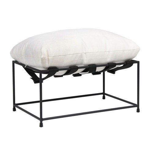 Brooks Black Iron Hammock Style Ottoman with White Cushion  | eBay | eBay US