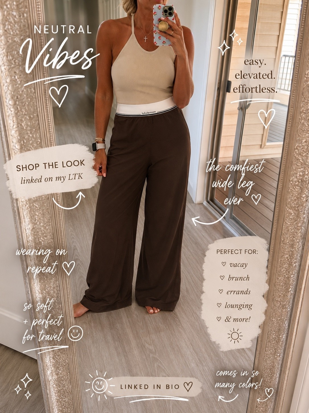 Okayyyy these might be my new favorite throw on pants 🤎 So comfy, flattering, and EASY to wear from day to night. Perfect for travel, brunch, errands… honestly everything 🙌🏼

Linked in my LTK ✨ #LTKStyle #LTKFinds #PetiteStyle #NeutralStyle #EverydayStyle #TravelOutfit #WideLegPants #lululemon

#LTKActive #LTKootd #LTKdayinmylife