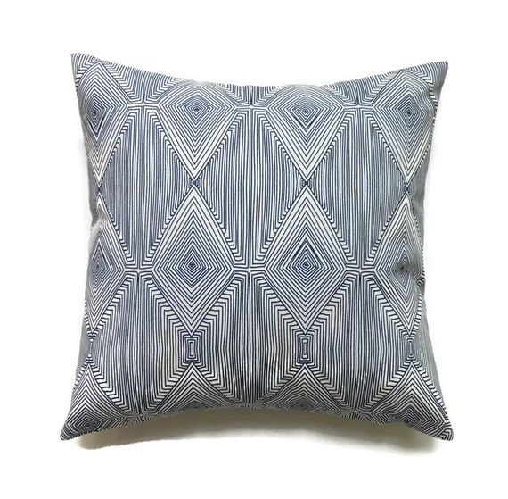 Blue Geometric Pillow, Modern Decorative PIllows, 16x16 Toss Pillows, Designer Pillow, Cushion Cover | Etsy (US)