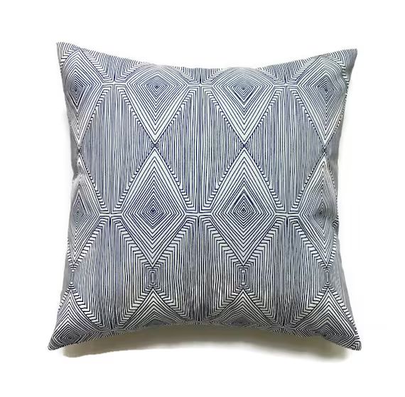 Blue Geometric Pillow, Modern Decorative PIllows, 16x16 Toss Pillows, Designer Pillow, Cushion Cover | Etsy (US)