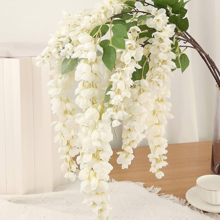 4pcs 47.2-inch Artificial Fake Wisteria Hanging Flower Garland Silk Flower String Home Party Deco... | Amazon (US)