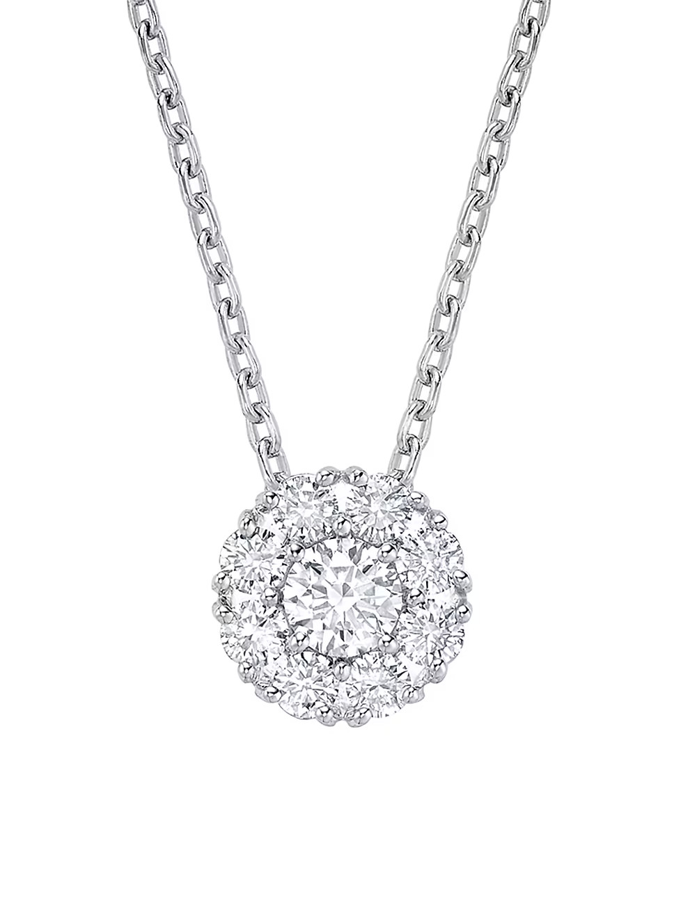 Snowflake 18K White Gold & Diamond Cluster Round Pendant Necklace | Saks Fifth Avenue