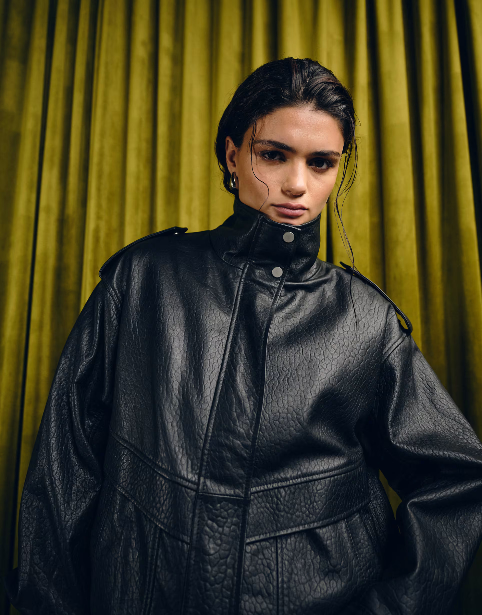 ASOS DESIGN real buffalo leather Harrington bomber jacket with quilted liner in black | ASOS (Global)