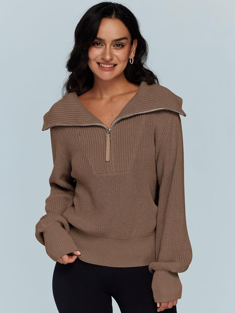 LILLUSORY Women's Half Zip Pullover Sweater Trendy Oversized Sweatshirts Fall Long Sleeve Tunic Tops | Amazon (US)
