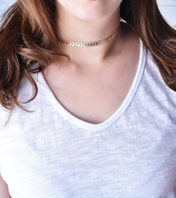 gold choker necklace,gold chevron choker,silver chevron choker,fish bone choker,chevron tattoo choke | Etsy (US)
