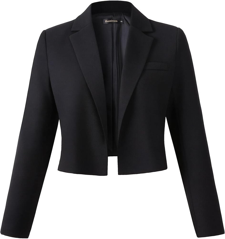 Beninos Womens Casual Blazers Open Front Cropped Blazer Jacket | Amazon (US)