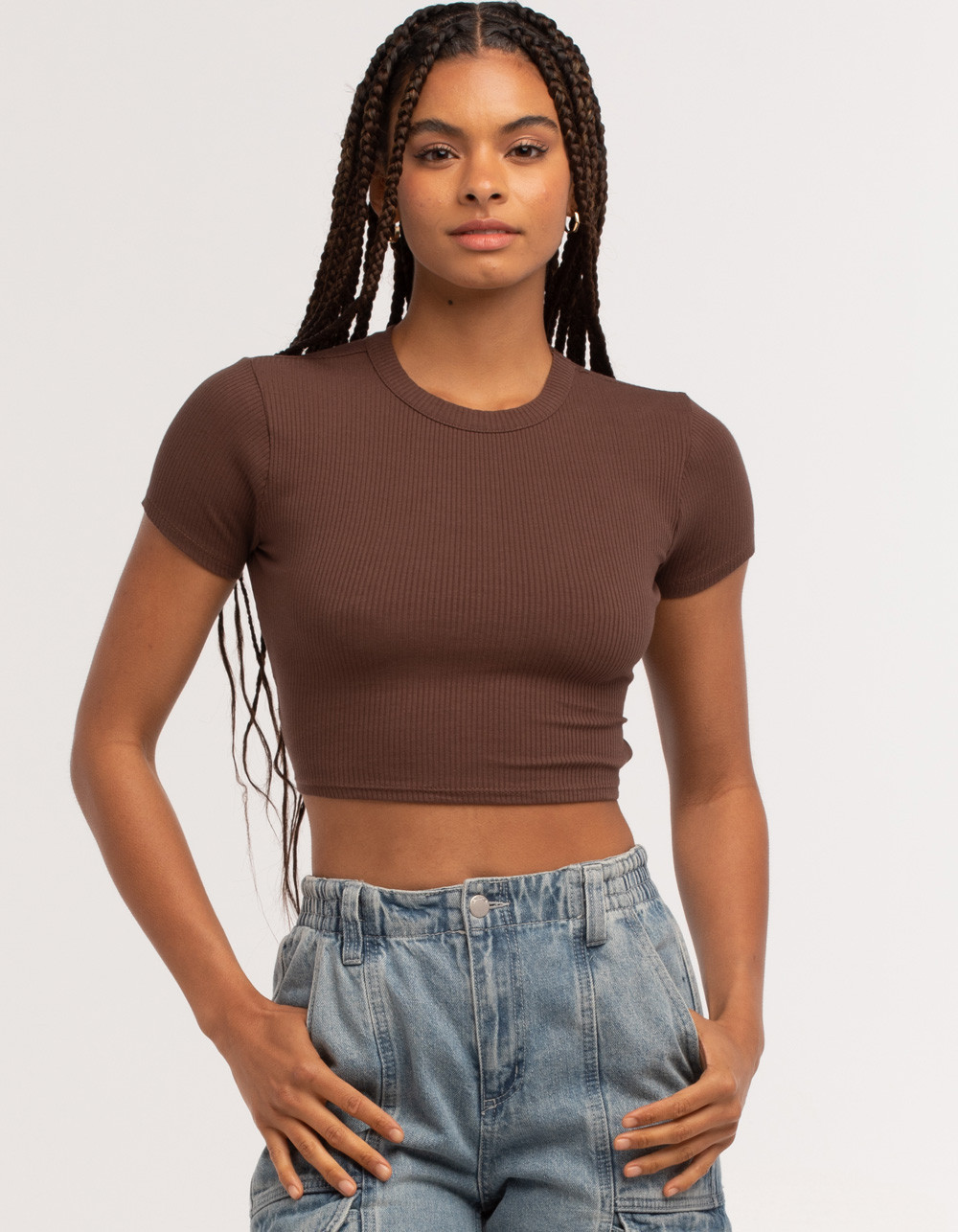 RSQ Womens Back Baby Tee - DKBRW - TA4648 | Tillys