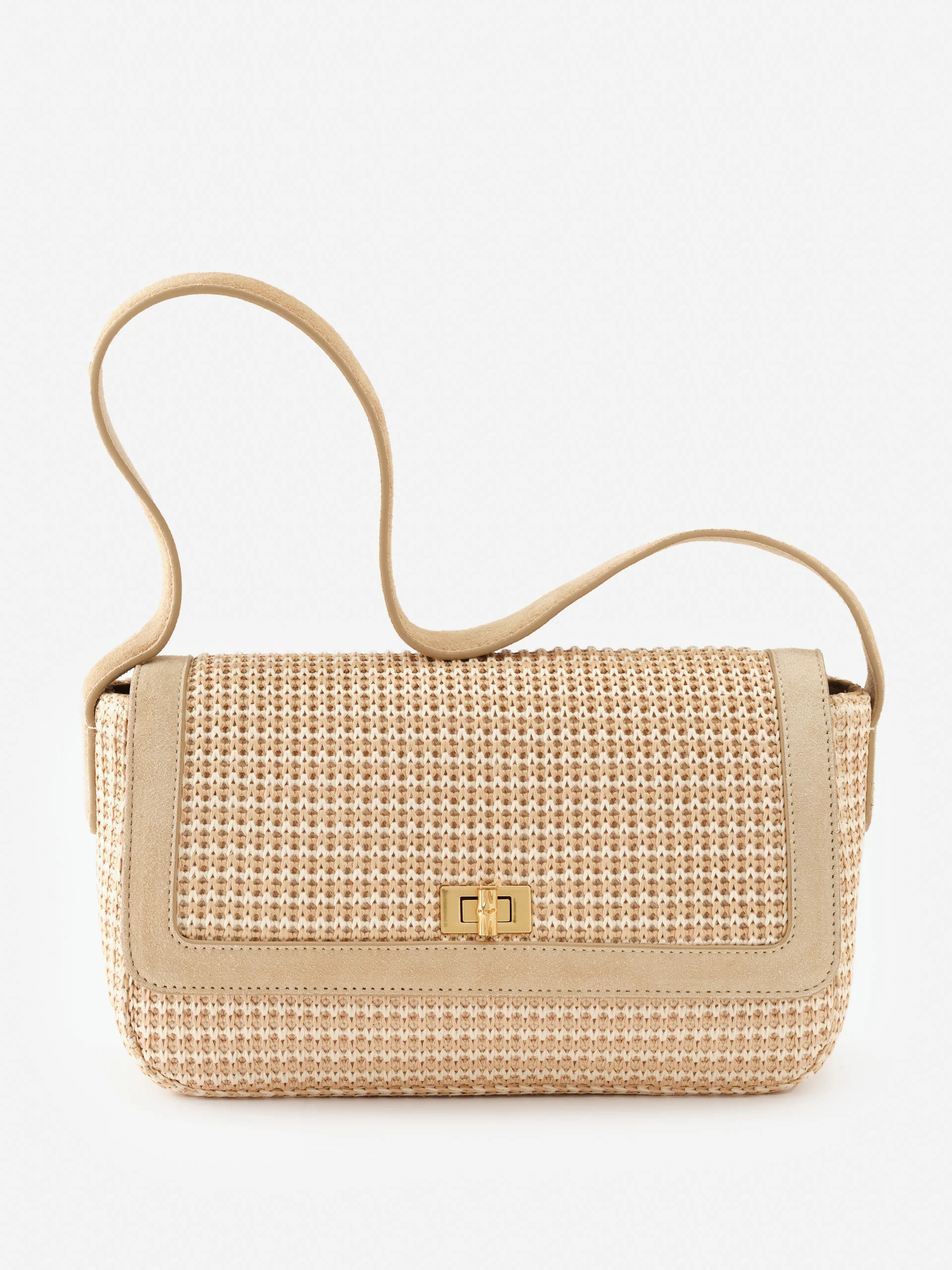 J.McLaughlin Women's Laasya Handbag Khaki/Off White | Leather/Suede | J.McLaughlin
