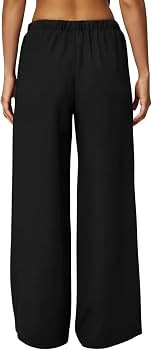 QINSEN Womens Wide Leg Palazzo Pants Wrinkle Resistant Flowy Drape Trousers | Amazon (US)