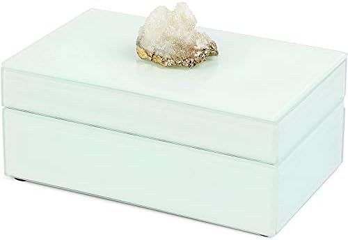 Decorative Glass Box with Amethyst Stone Lid (3 x 7 x 4.5 In, Mint Green) | Amazon (US)