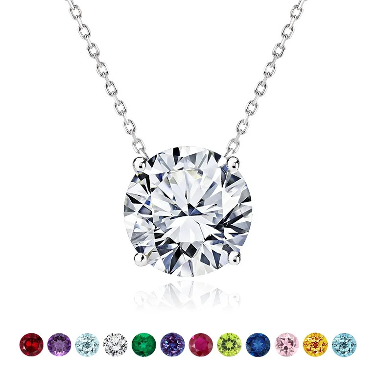JeenMata 1 Carat April Birthstone Necklace for Women, Moissanite Solitaire Pendant in 18K White G... | Walmart (US)